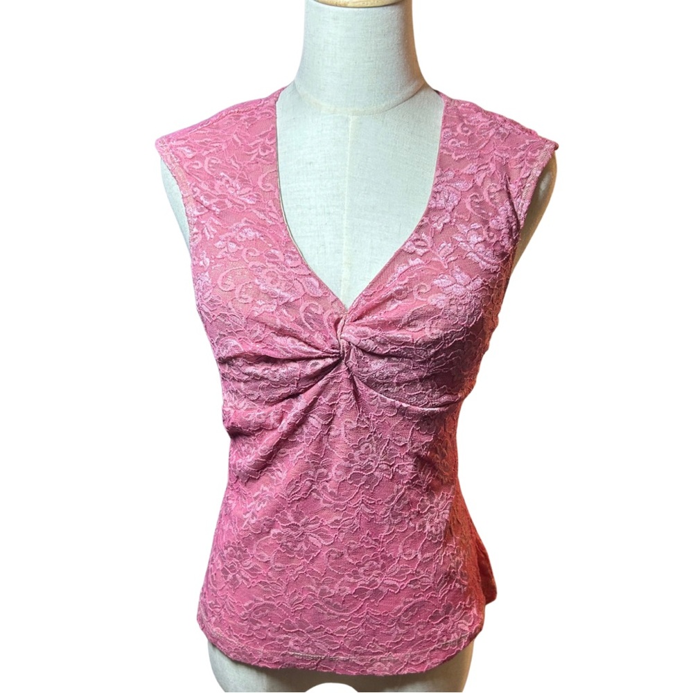 Rampage Y2K Lace Babydoll Top Sz L Romantic Pink Victorian Dainty Coquette